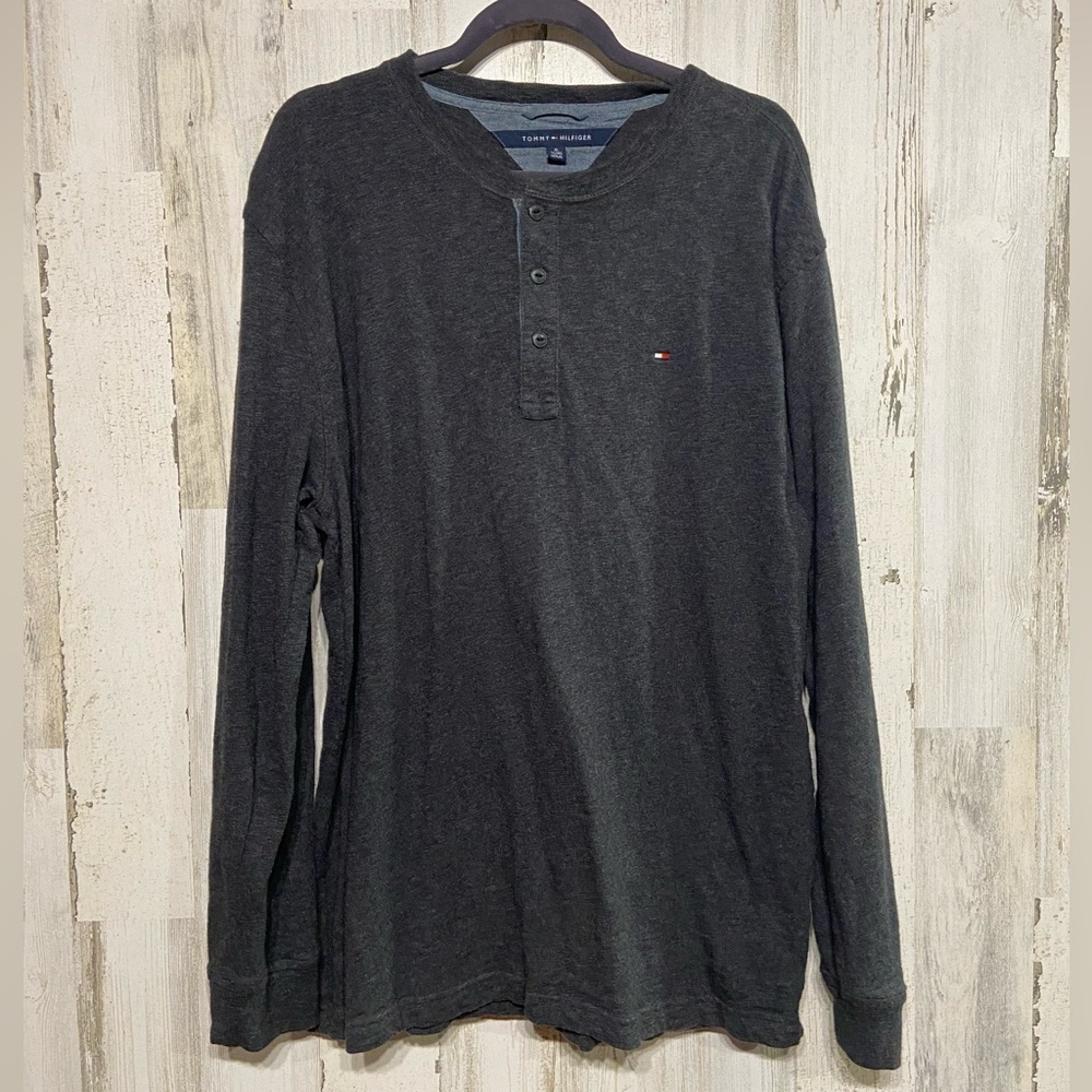 Tommy Hilfiger Grey Henley Long Sleeve Shirt XL
